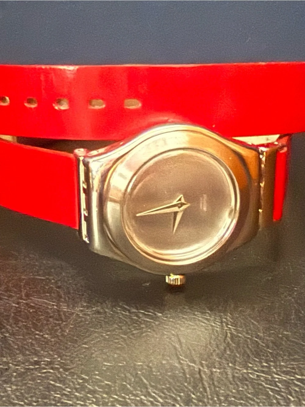 Vintage 2001 Swatch Irony Red Patent Double Wrap Watch  Excellent Condition
